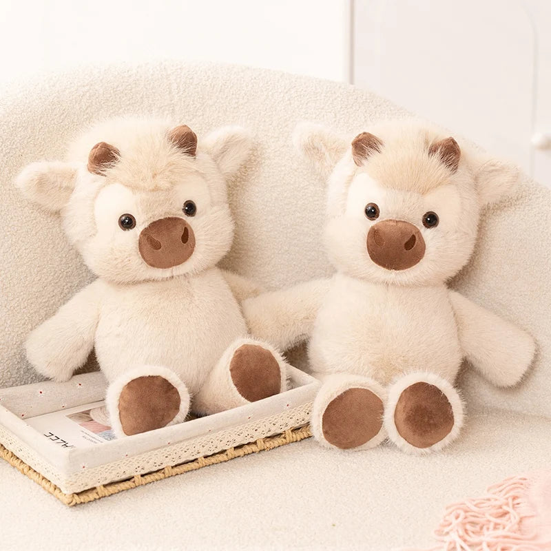 Wholesale Cuddly Plush Toys Cattle High Quality Fluffy Sitting Pose Doll Warm Cozy Children Companion Xmas Gift Home Decor Gift Reference 3